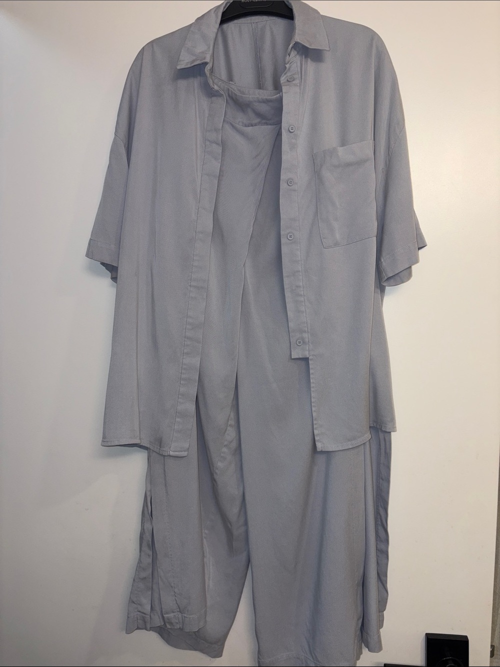 Oak +Fort Powder blue oversized women’s set-Wide-Leg Dress Pants